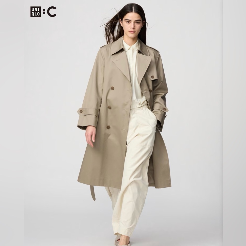 Classic Tan Double-Breasted Trench Coat